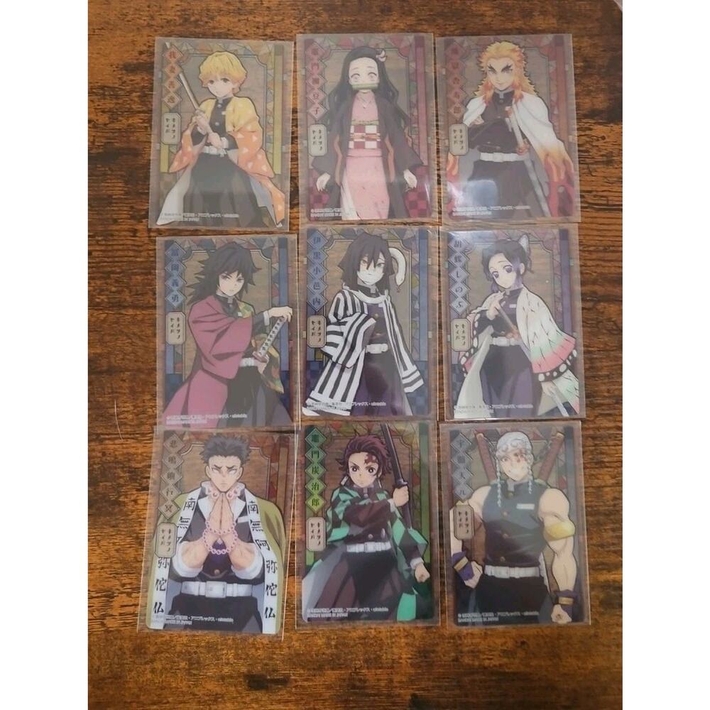 Demon Slayer Bandai‎ Set Of 9 Stained Glass Style Collectors Cards